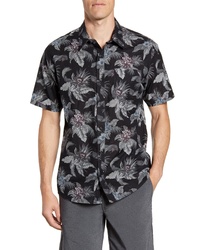 TravisMathew All Mine Regular Fit Floral Short Sleeve Button Up Shirt