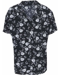 Boohoo Big And Tall Black Floral Short Sleeve Shirt