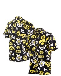 Wes & Willy Black Iowa Hawkeyes Floral Button Up Shirt At Nordstrom