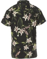 Deus Ex Machina Dean Resort Shirt Short Sleeve Black Floral M