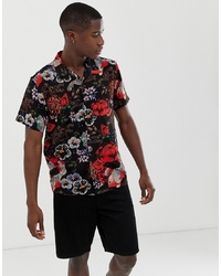 Brave Soul Floral Print Shirt With Revere Collar