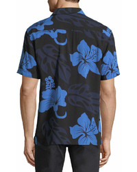 Neiman Marcus Floral Printed Short Sleeve Sport Shirt