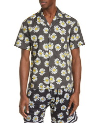 John Elliott Floral Short Sleeve Button Up Camp Shirt