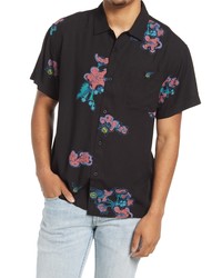 Obey Floral Short Sleeve Button Up Camp Shirt