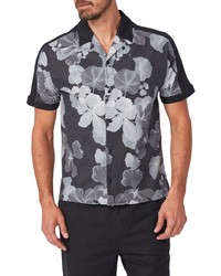 Paige Markell Slim Fit Floral Stretch Short Sleeve Button Up Shirt