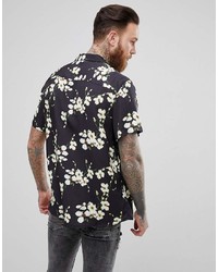Asos Oversized Viscose Floral Shirt With Revere Collar