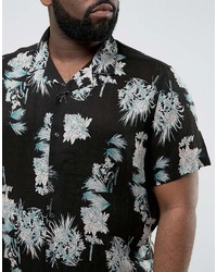 Asos Plus Regular Fit Viscose Floral Print Shirt With Revere Collar