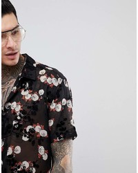 Asos Regular Fit Sheer Shirt In Floral Print