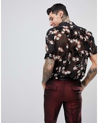 Asos Regular Fit Sheer Shirt In Floral Print