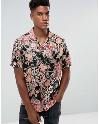 Jaded London Shirt In Black With Floral Print