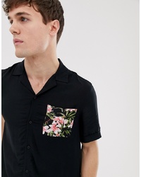 Burton Menswear Shirt With Contrast Pocket In Black