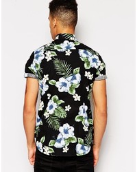 Asos Smart Shirt With Short Sleeve And Hibiscus Print