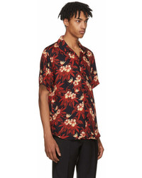 Magnum Sss World Corp Red And Black Weed Hibiscus Hawaiian Shirt