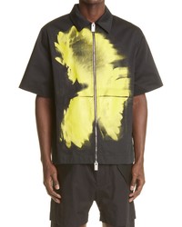 1017 Alyx 9Sm Stretch Cotton Graphic Zip Shirt In Black At Nordstrom