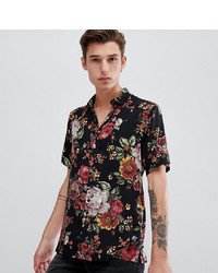 ASOS DESIGN Tall Regular Fit Floral Tapestry Style Shirt In Black