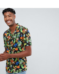 ASOS DESIGN Tall Regular Fit Floral Tiger Print Shirt