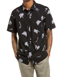 Vans Thank You Classic Fit Floral Print Short Sleeve Button Up Shirt