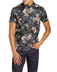 Ted Baker London Verre Slim Fit Floral Short Sleeve Button Up Shirt