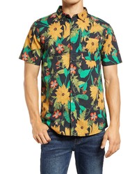 Roark Wildflower Short Sleeve Organic Cotton Blend Button Up Shirt