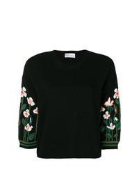 Black Floral Short Sleeve Sweater