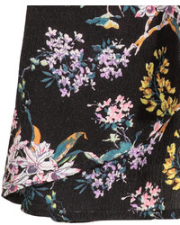 H&M Crinkled Shorts Black Floral Ladies
