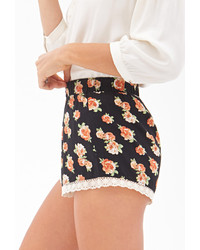 Forever 21 Crochet Trimmed Floral Shorts