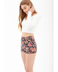 Forever 21 High Waist Floral Knit Shorts