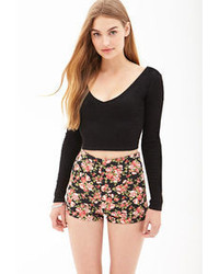 Forever 21 High Waist Floral Knit Shorts