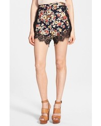 Glamorous Lace Trim Floral Shorts