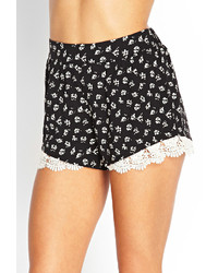 Forever 21 Lace Trimmed Floral Shorts