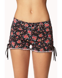 Forever 21 Lace Up Floral Cut Offs