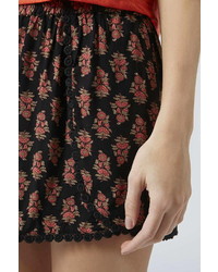 Topshop Petite Floral Print Lace Trim Shorts
