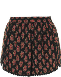 Topshop Petite Floral Print Lace Trim Shorts