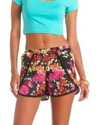 Charlotte Russe Printed Crochet Trim High Waisted Dolphin Shorts