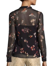 RED Valentino Floral Print Silk Blouse