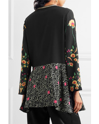 Etro Floral Print Silk Crepe De Chine Blouse Black