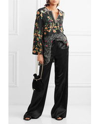 Etro Floral Print Silk Crepe De Chine Blouse Black