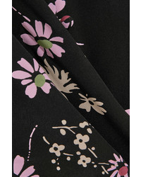 Valentino Floral Print Silk Crepe De Chine Blouse Black
