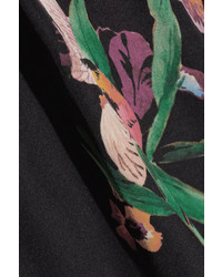 Etro Floral Print Silk Crepe De Chine Wrap Blouse Black