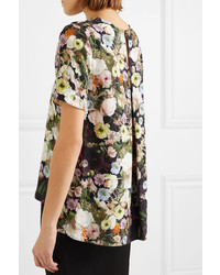 Adam Lippes Floral Print Silk T Shirt