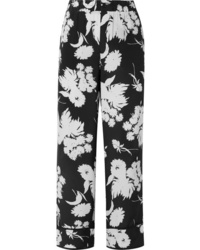 Ganni Floral Print Silk De Chine Straight Leg Pants