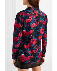 Saint Laurent Floral Print Silk Jacquard Shirt