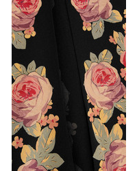 Vilshenko Bolce Floral Print Silk Dress Black