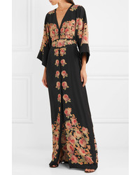 Vilshenko Bolce Floral Print Silk Dress Black