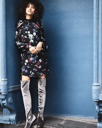 Milly Sherie Long Sleeve Painted Floral Georgette Silk Minidress