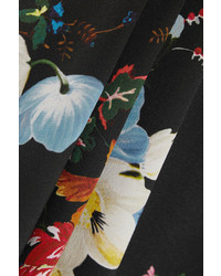 Erdem Annaliese Cold Shoulder Floral Print Silk Crepe De Chine Gown Black