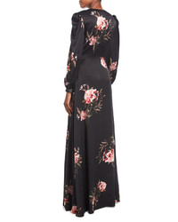 Sachin + Babi Sachin Babi Meena Plunging Neck Floral Print Silk Evening Gown