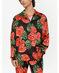 Dolce & Gabbana Anthurium Print Silk Satin Shirt