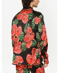 Dolce & Gabbana Anthurium Print Silk Satin Shirt