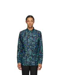 Givenchy Black And Blue Silk Floral Shirt